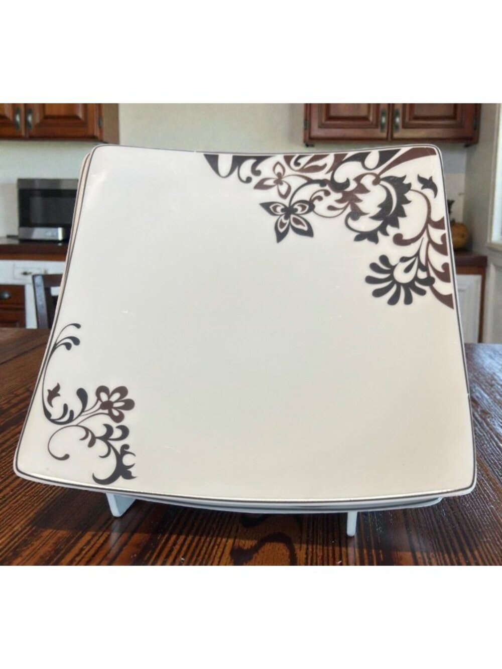 Gourmet Basics By Mikasa Chocolate Swirl Square Salad Plates Set Of 3